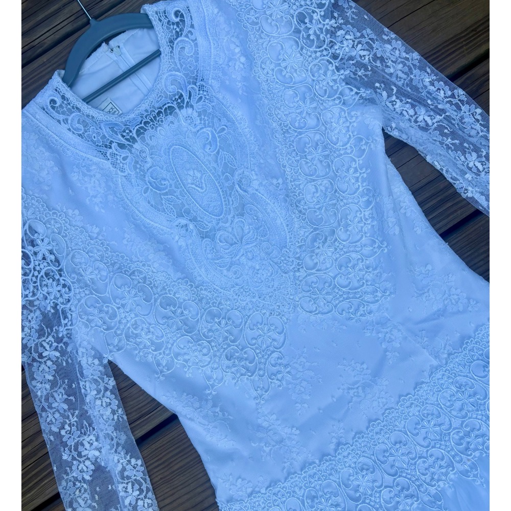 Vintage Jessica McClintock Lace Wedding Dress Long Sleeve Bridal Gown White